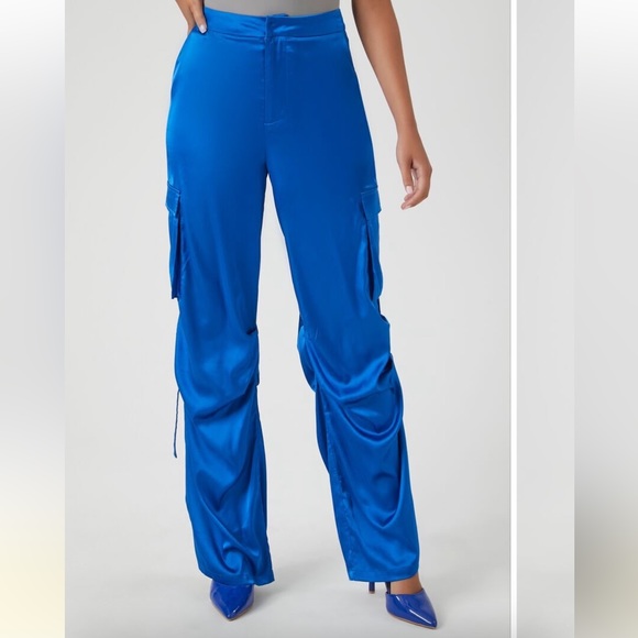 NWT: Satin Black Ruched Pants - Picture 9 of 10